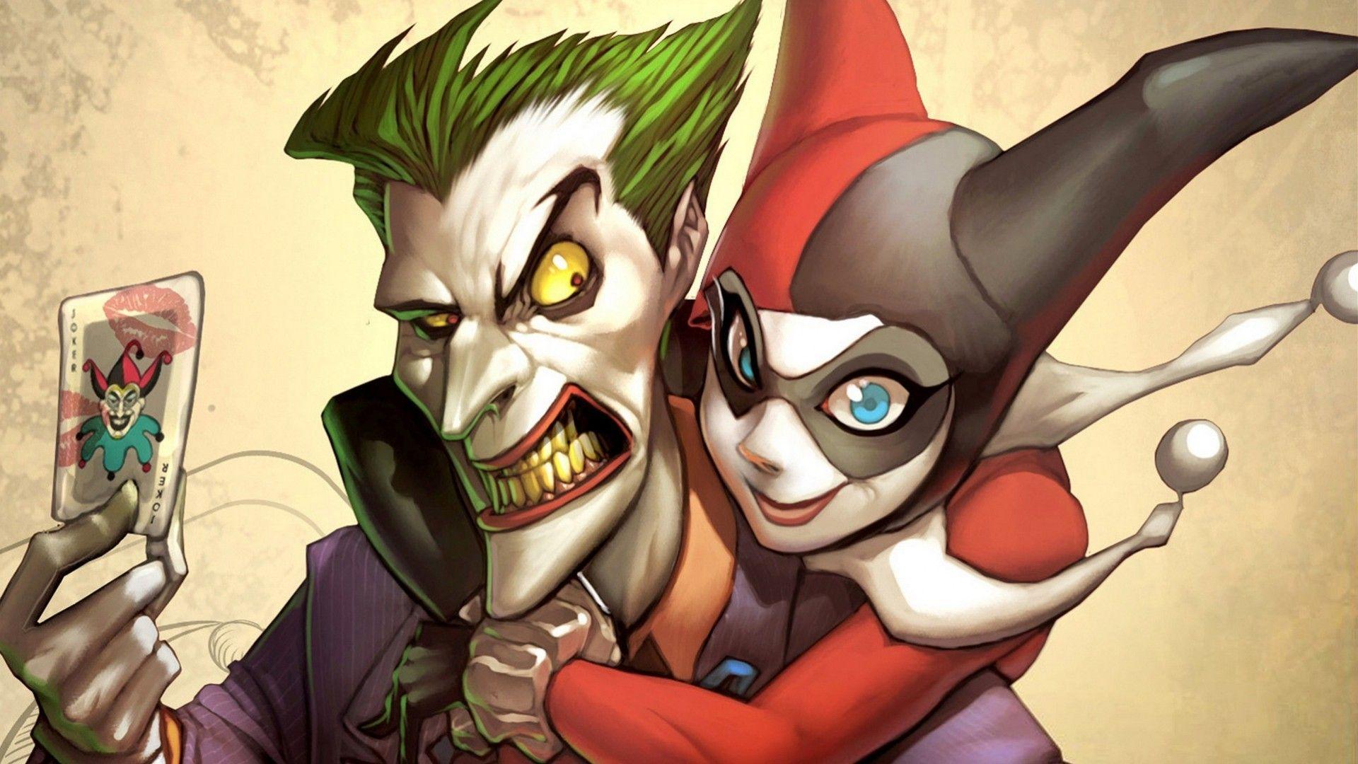 1920x1080 Download 1920x1080 Harley Quinn, Joker, Card, Artwork, Dc Comics
