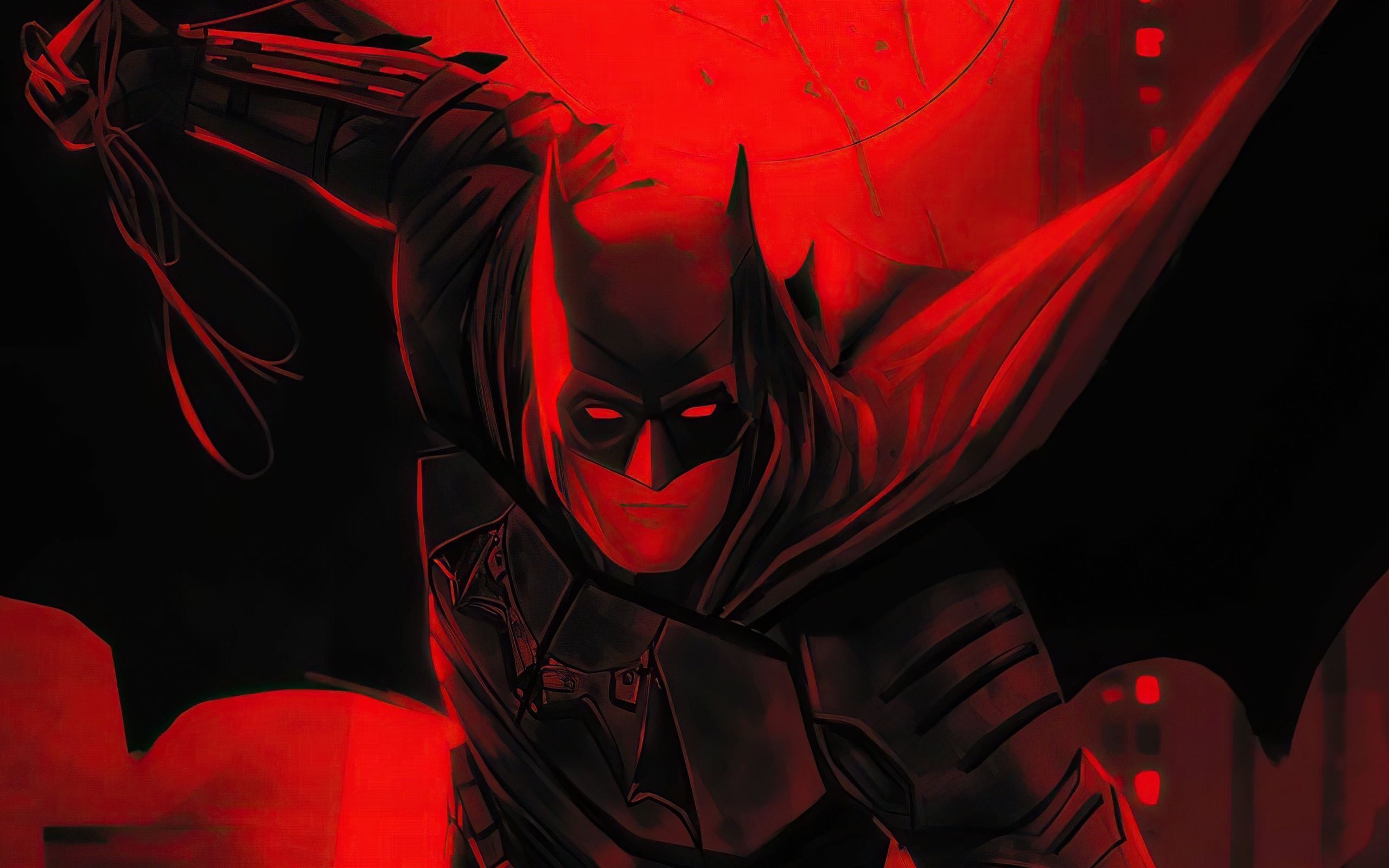 2560x1600 the batman red flame 5k MacBook Air Wallpaper Download