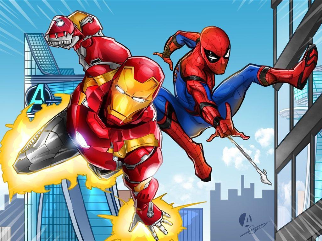 1024x768 Iron Man And Spider Man, DC Comics 750x1334 IPhone 8 7 6 6S