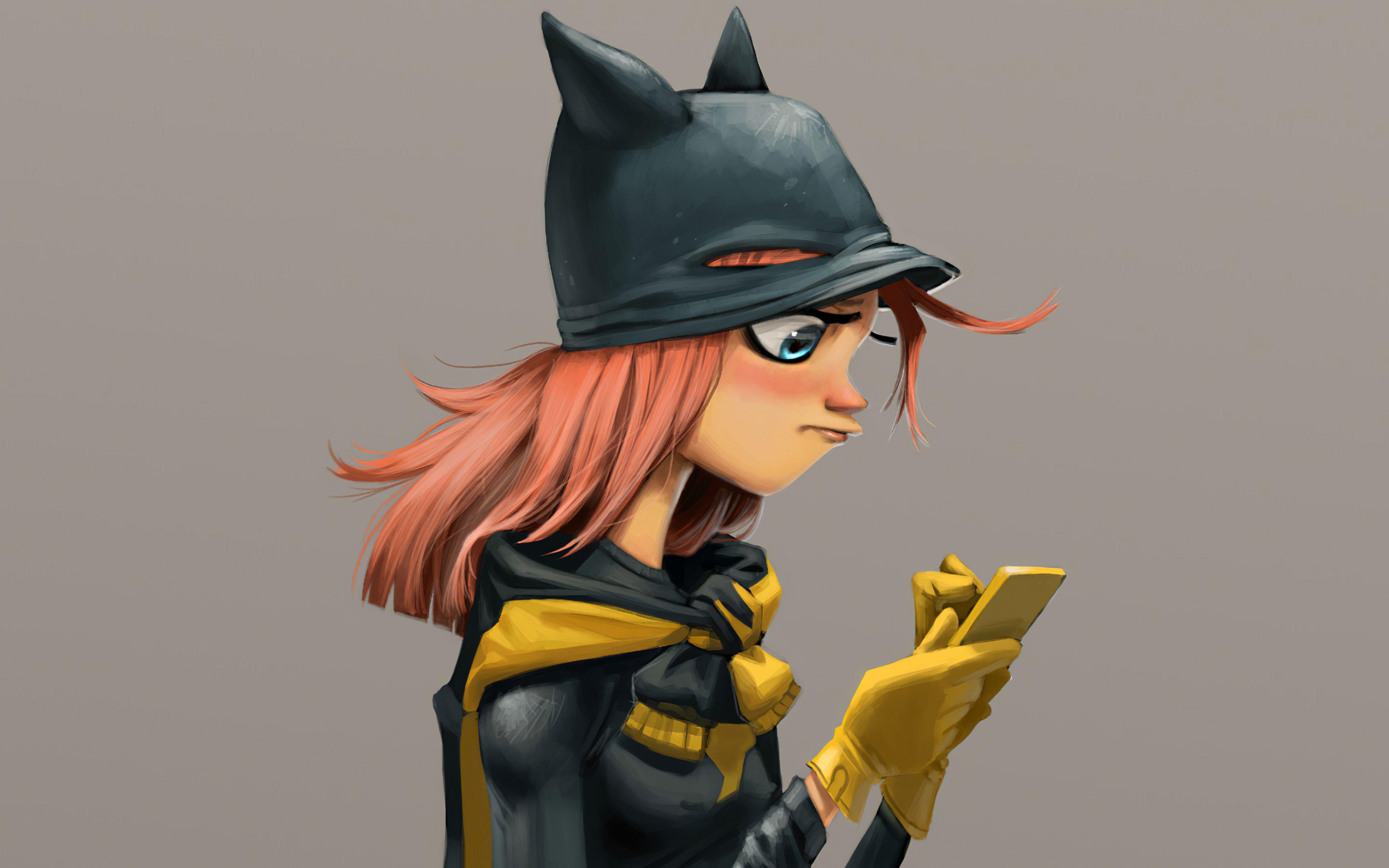 3840x2400 Batgirl using phone Wallpaper 4k Ultra HD