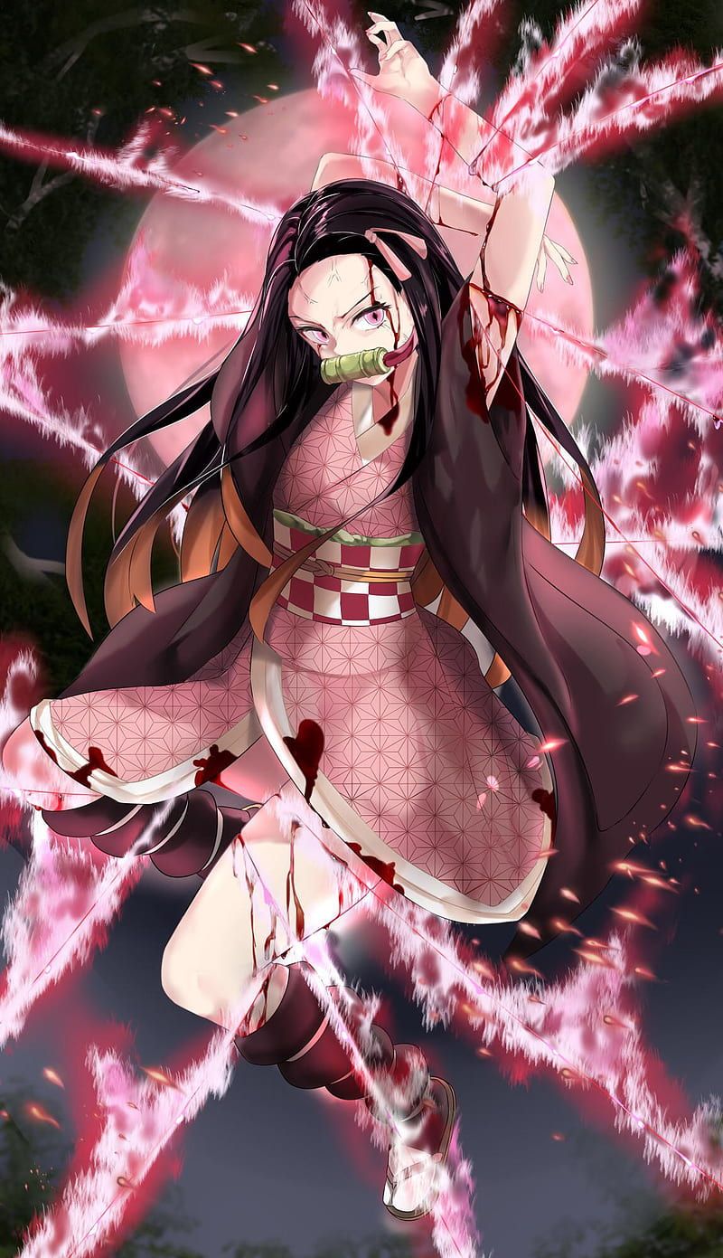 800x1391 Nezuko, demon, pink, HD phone wallpaper