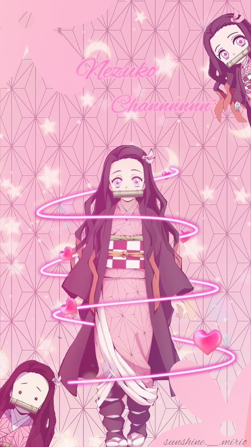800x1422 Nezuko, chibi, demon slayer, pink, HD phone wallpaper