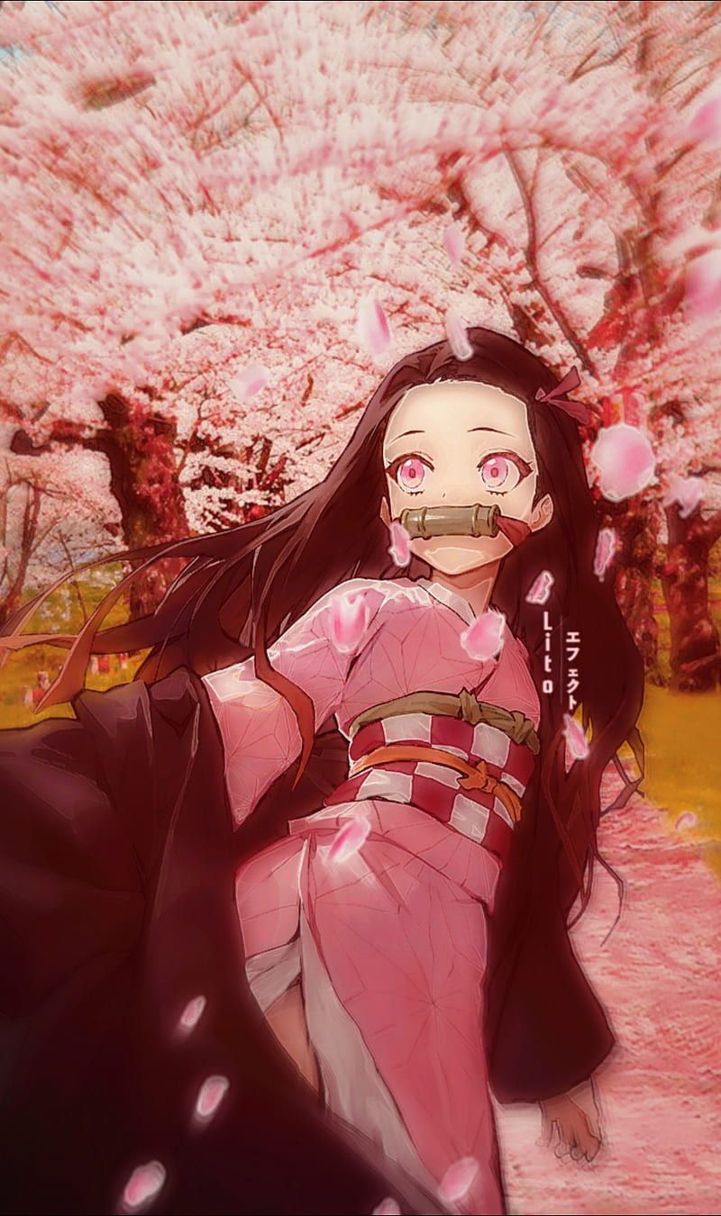 800x1350 Nezuko, magenta, pink, demon slayer, tanjiro, HD phone wallpaper