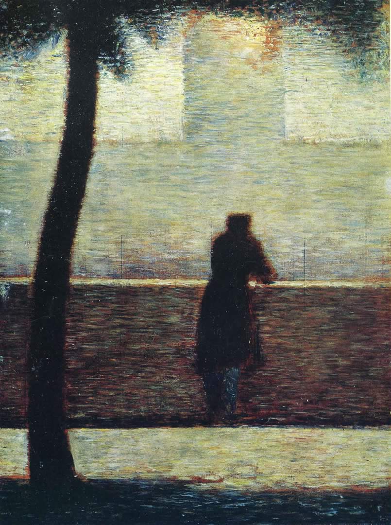 805x1080 Man Leaning On A Parapet Seurat Wallpaper Image