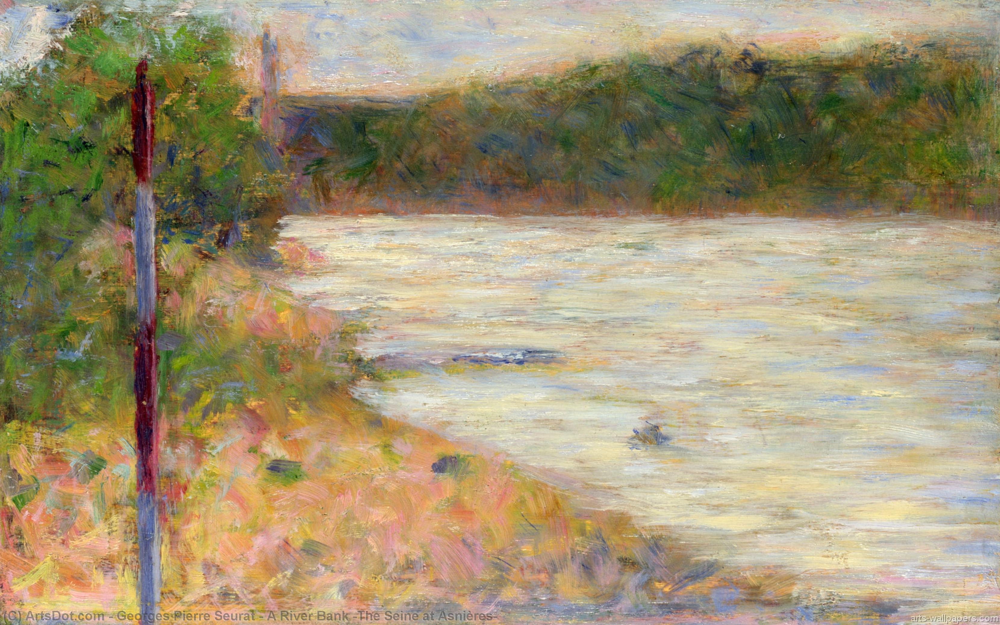 3321x2076 A River Bank (The Seine at Asnières) Pierre Seurat