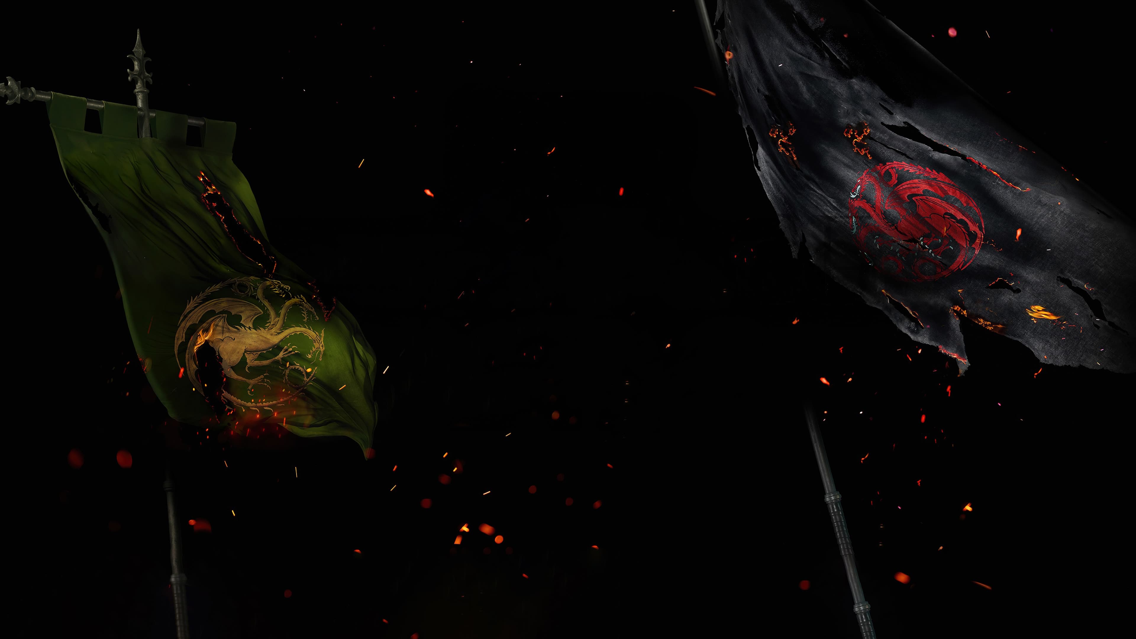 3840x2160 House of the Dragon Wallpaper 4K, Burning, Black background