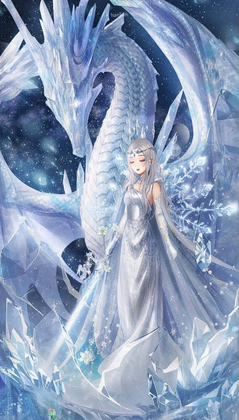 800x1407 Download White Dragon Anime Ice Queen Wallpaper