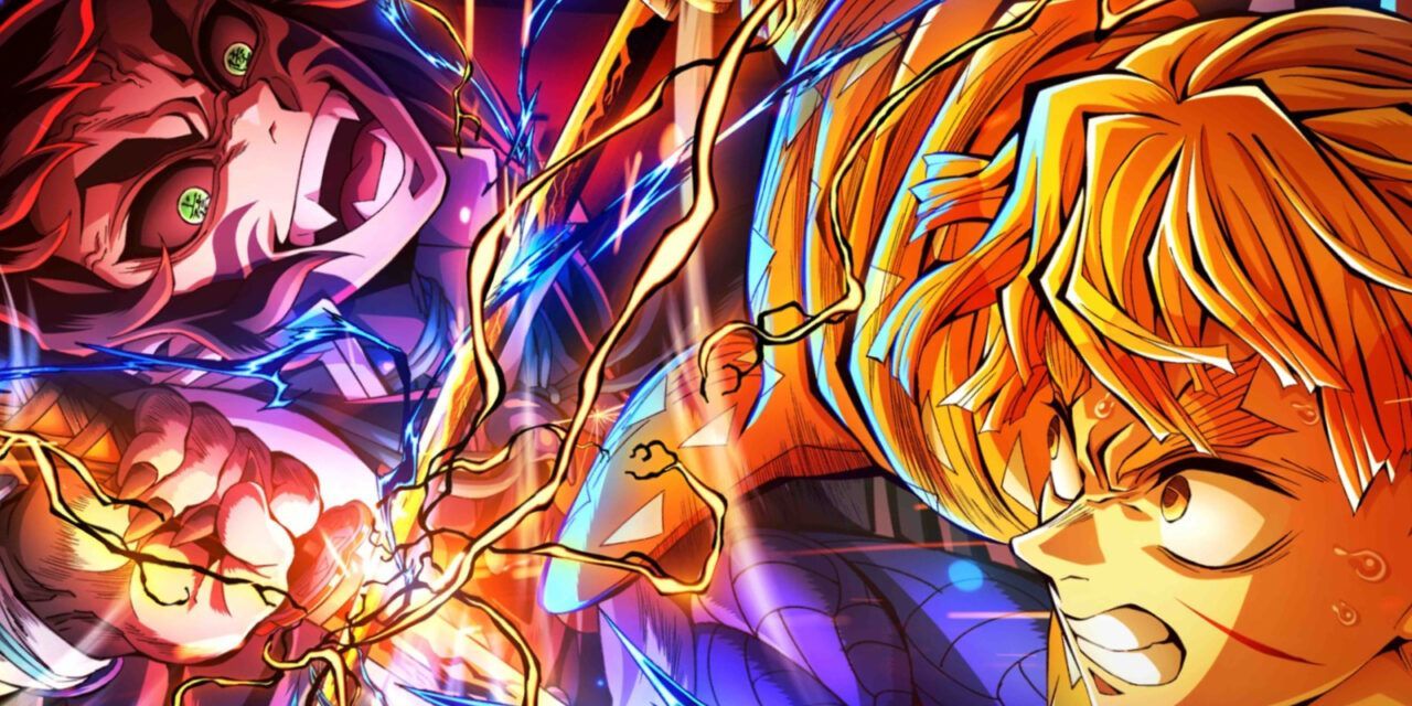 1280x640 Demon Slayer: Kimetsu no Yaiba Infinity Castle Visual Thrusts Zenitsu & Kaigaku into Battle Hashtag Show