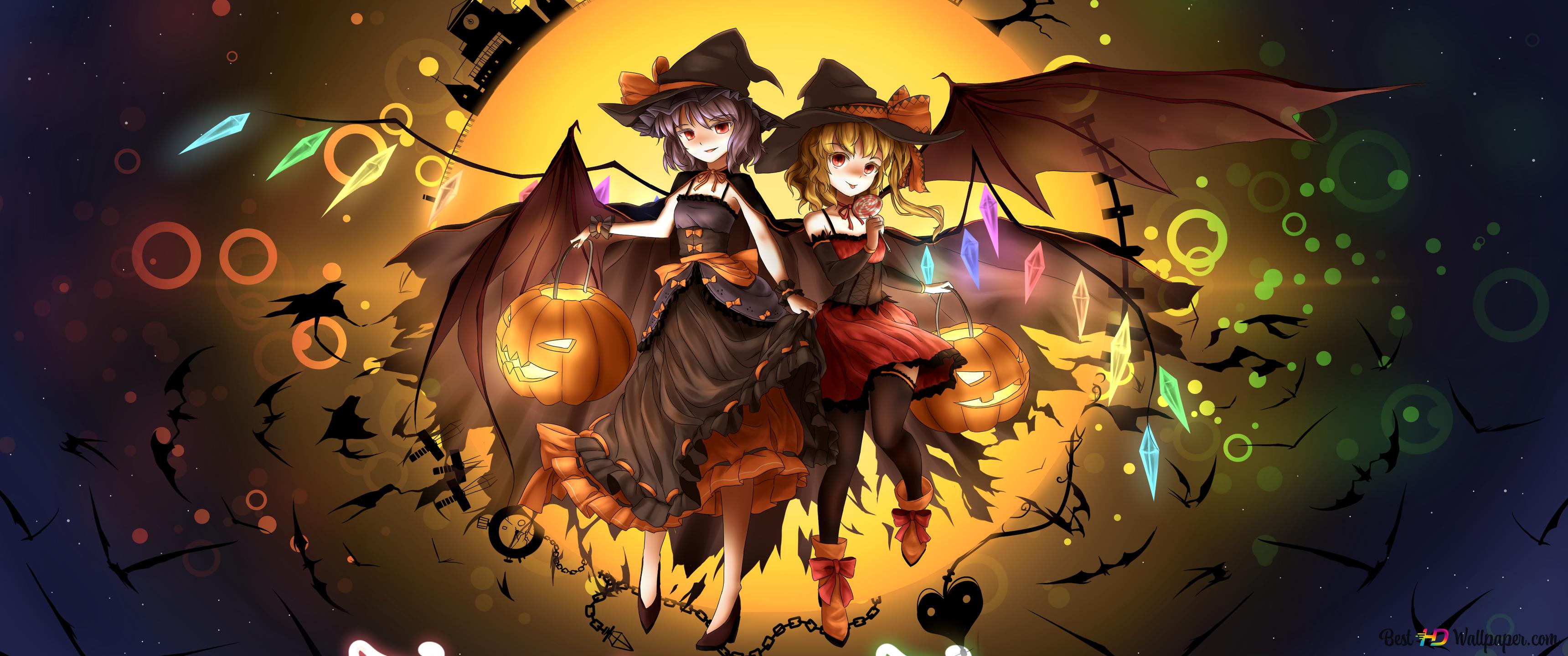 3440x1440 Trick Or Treat Vun Zwee Anime Hexen 4K Wallpaper eroflueden