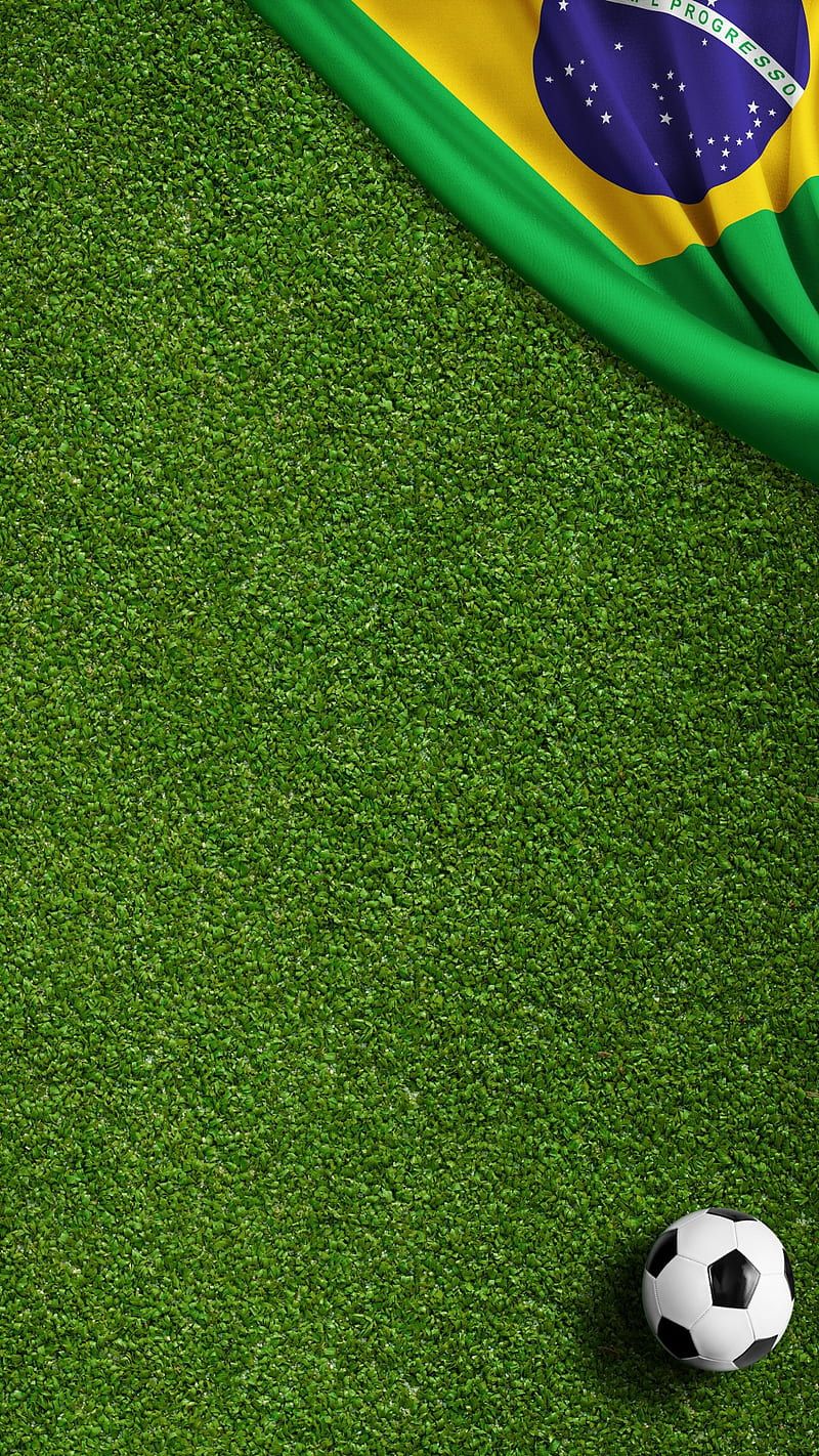 800x1422 Brasil football, america, ball, brazil, flag, grass, green grass, soccer, HD phone wallpaper