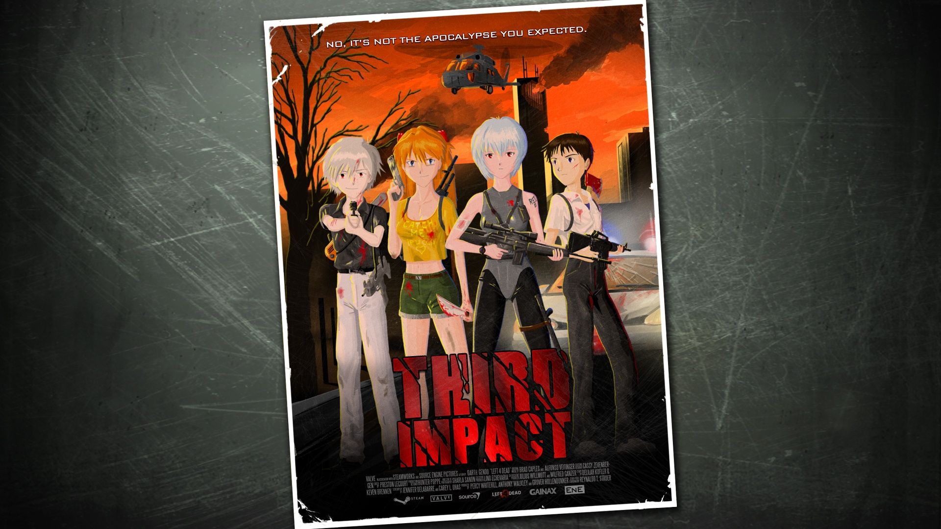1920x1080 Wallpaper left 4 dead, l4d, Evangelion, Eva, parody, third impact for mobile and desktop, section аниме, resolution 1920x1080