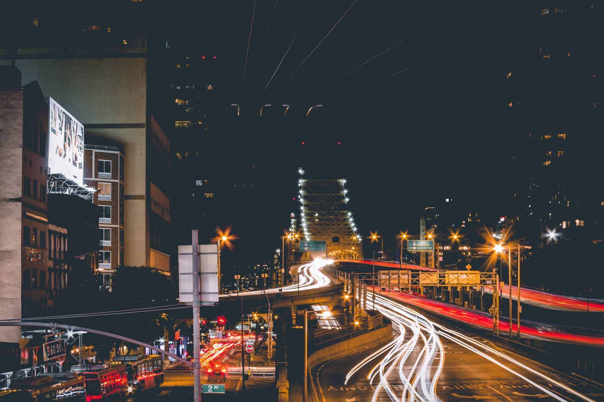 1920x1280 Download Queens Boulevard New York City Night View Wallpaper