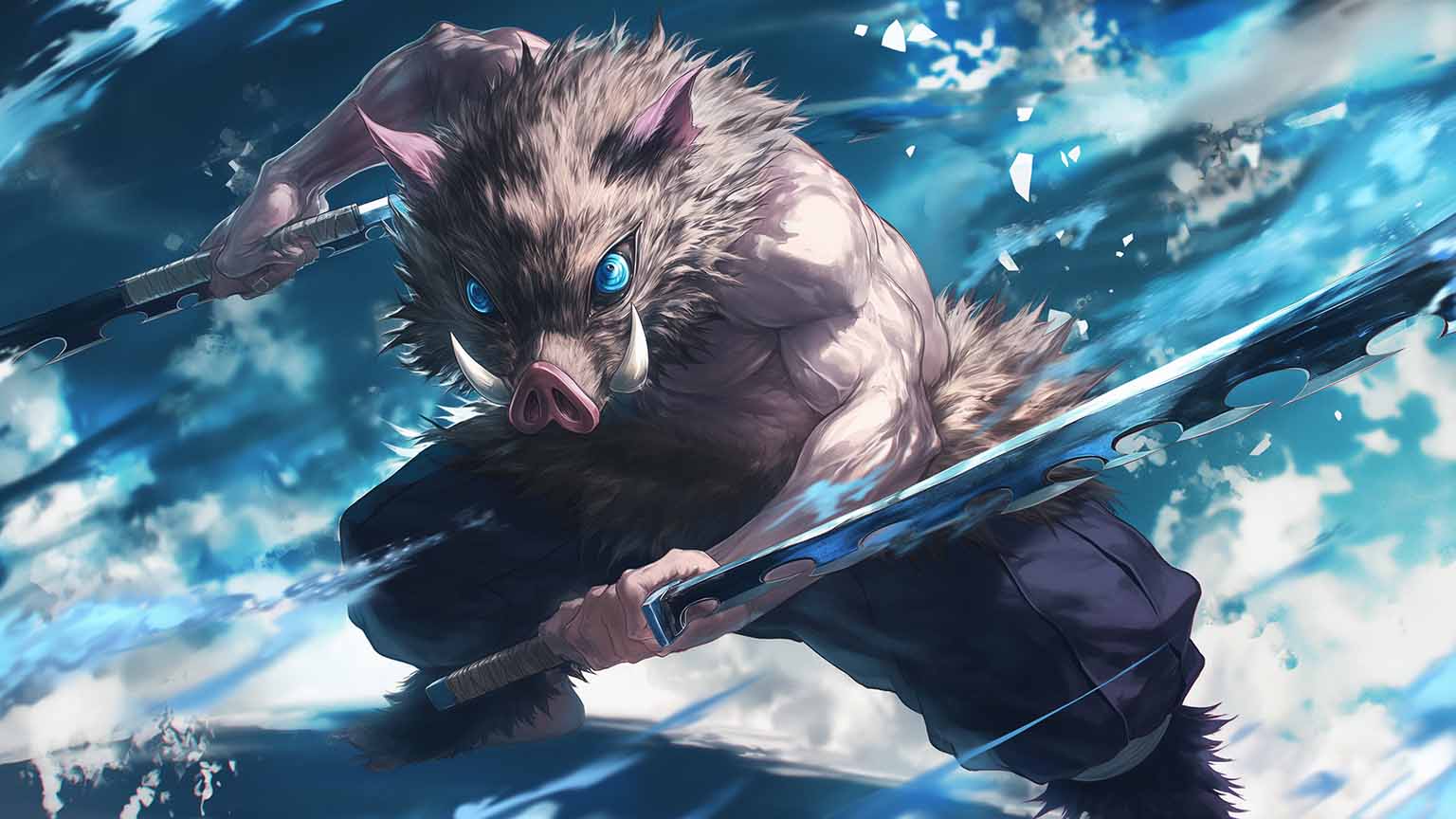 1536x864 Free Inosuke Hashibira Beast Breathing Desktop Wallpaper