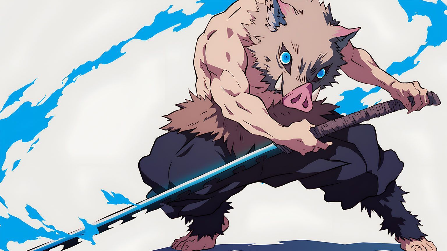 1536x864 Demon Slayer Inosuke Action Pose Desktop Wallpaper