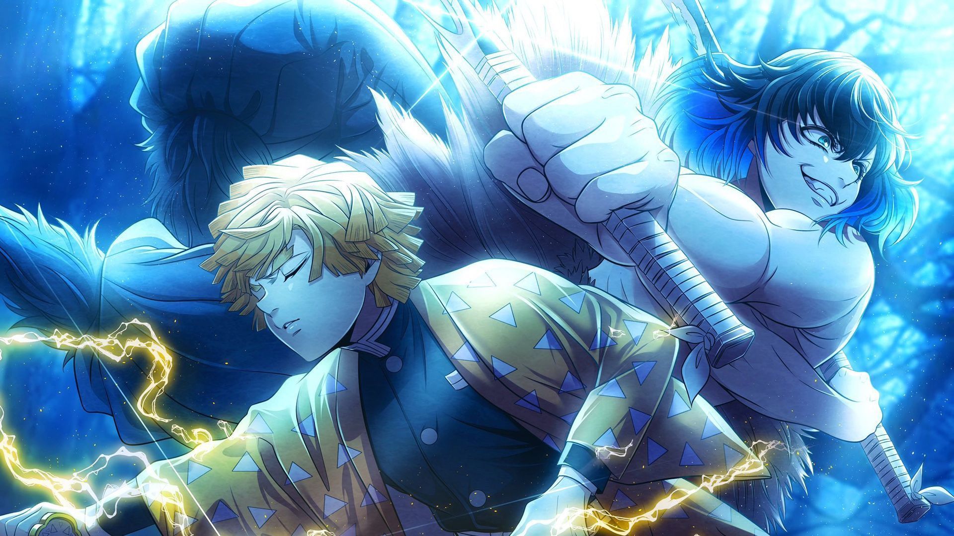 1920x1080 Demon Slayer Inosuke Hashibira Zenitsu Agatsuma HD Anime Wallpaper