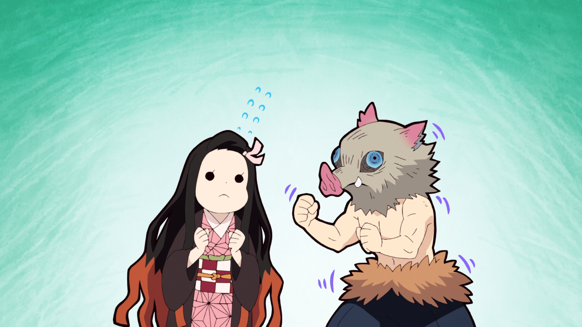1920x1080 Demon Slayer HD: Nezuko & Inosuke Dynamic Duo Wallpaper
