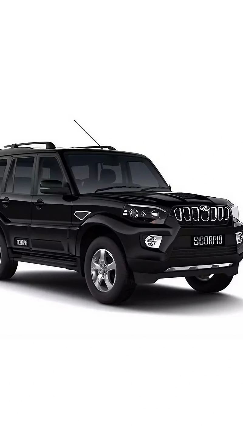 800x1422 Mahindra Scorpio, Black Car, White Background, HD phone wallpaper
