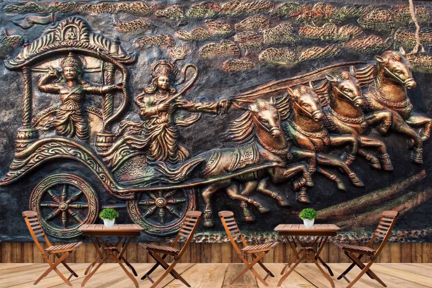 1500x1000 Arjun With Krishna Mural Wallpaper