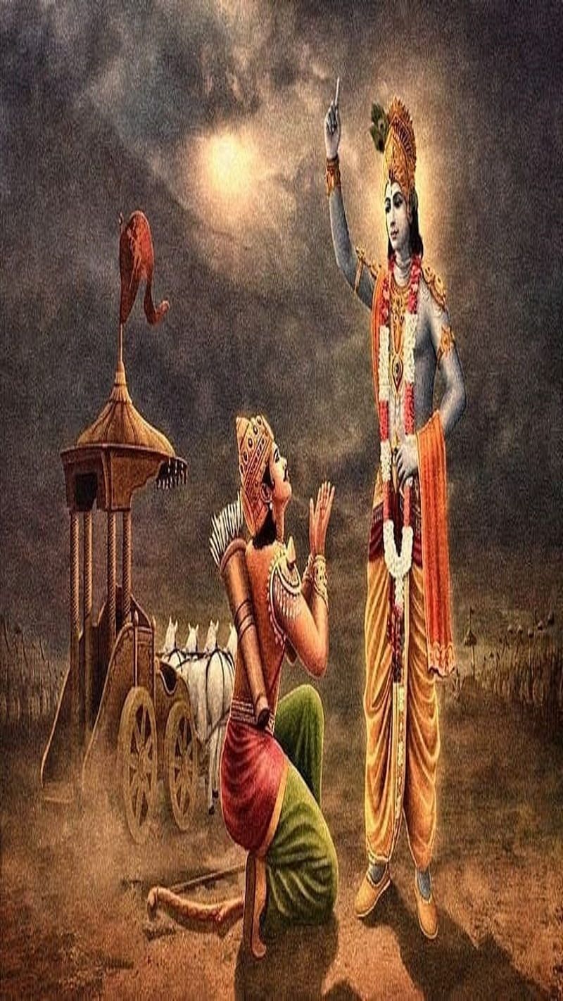 800x1422 Krishna, arjun, govind, gwala, lord krishna, madhav, mahabharat, muralidhar, HD phone wallpaper
