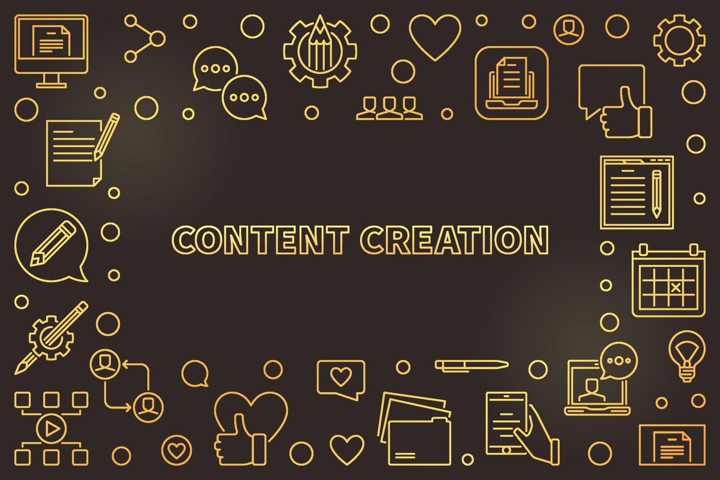 1470x980 Content Creation vector golden thin line frame or illustration