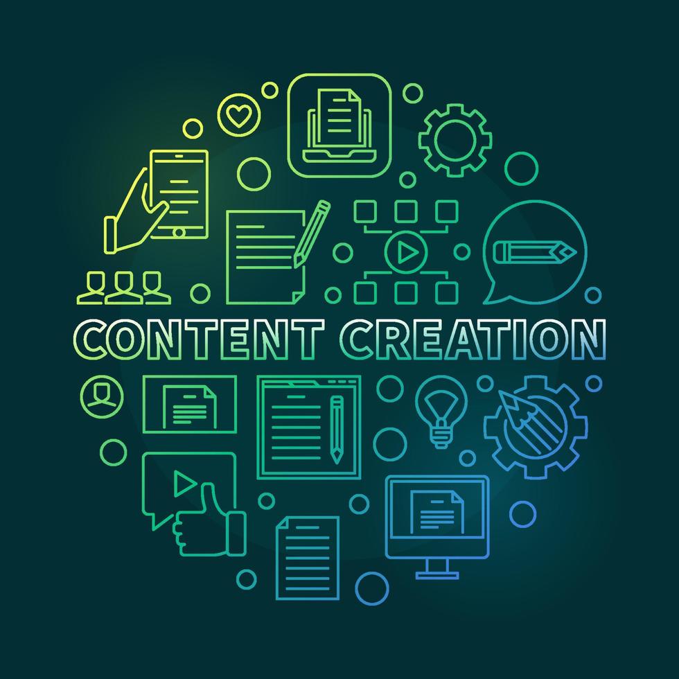 980x980 Content Creation vector concept outline frame or illustration
