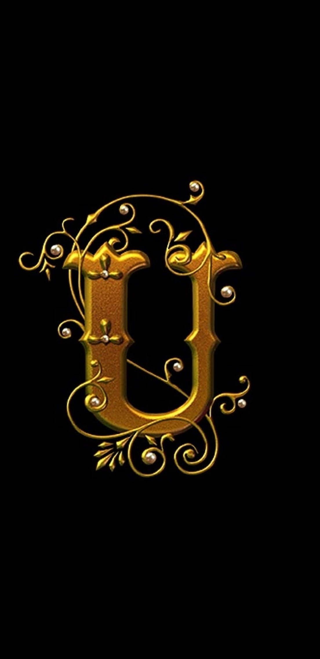 1104x2269 Download Letter U In Gold Wallpaper