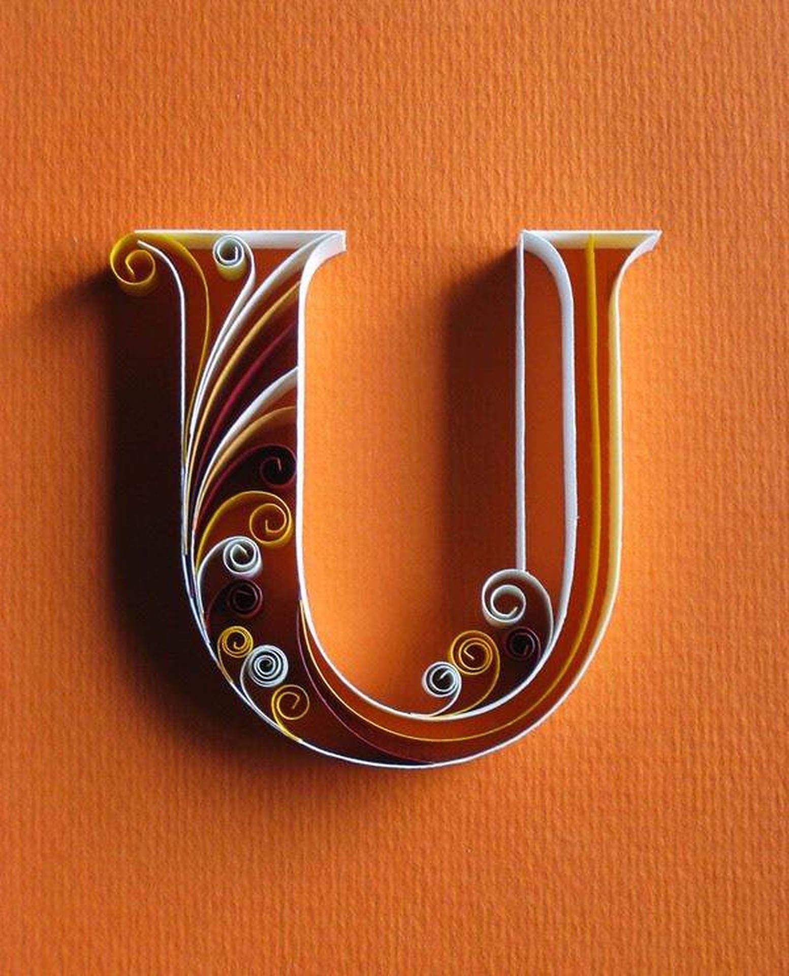 1553x1920 Download Quilled Letter U Wallpaper