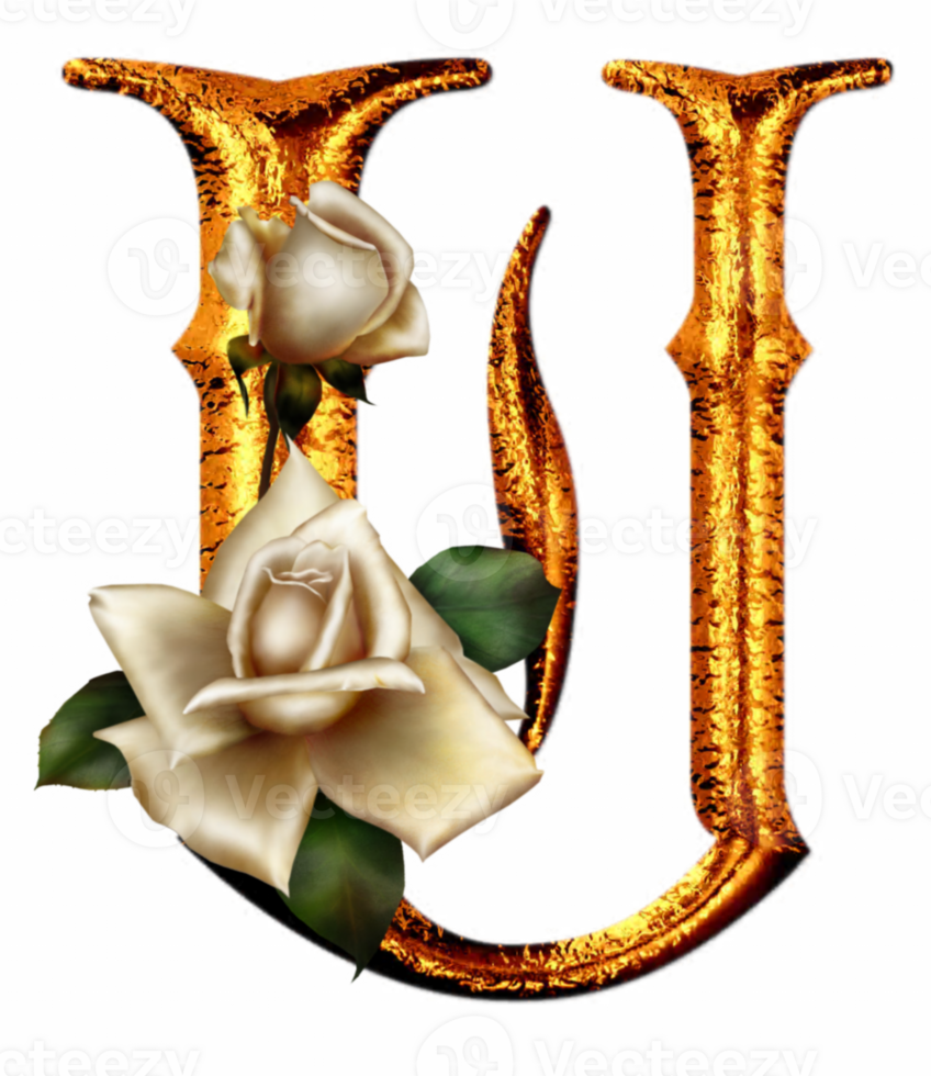 848x980 Golden roses letter U 28536137 PNG