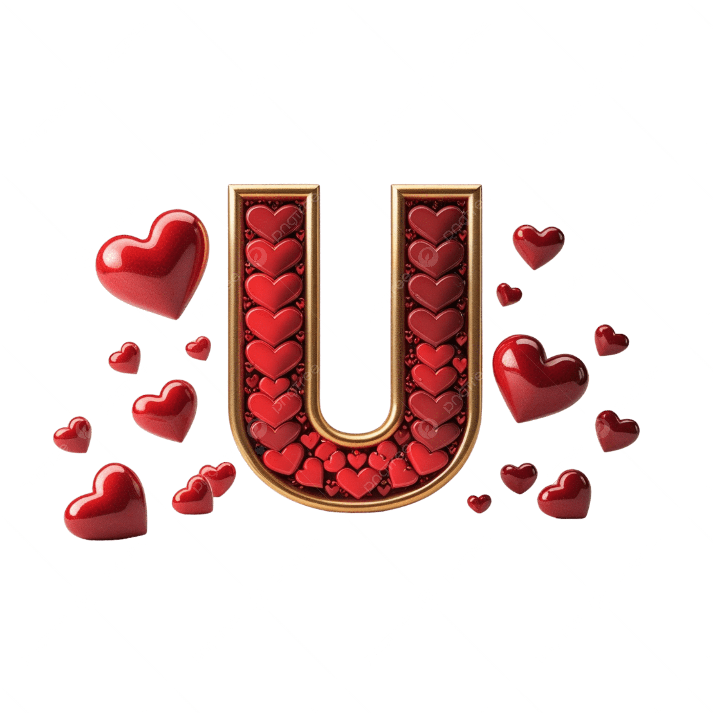 2500x2500 Letter U Formed By A Golden Frame, Letter Quot, U Quot, Hearts PNG Transparent Image and Clipart for Free Download