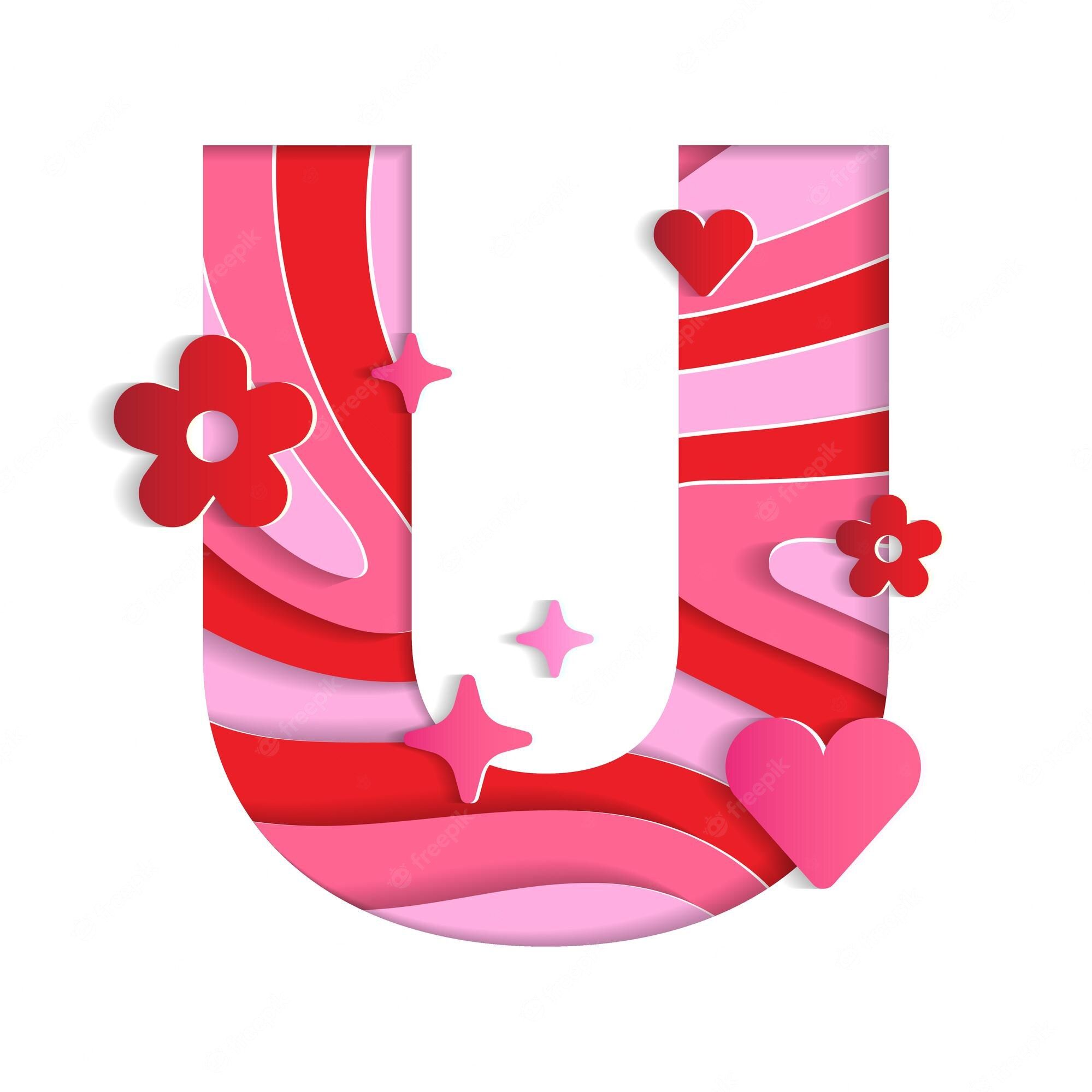 1999x2000 U Alphabet Valentines Day Love Character Font Letter Paper Flower Heart 3D Layer Paper Cutout Card 307151 970