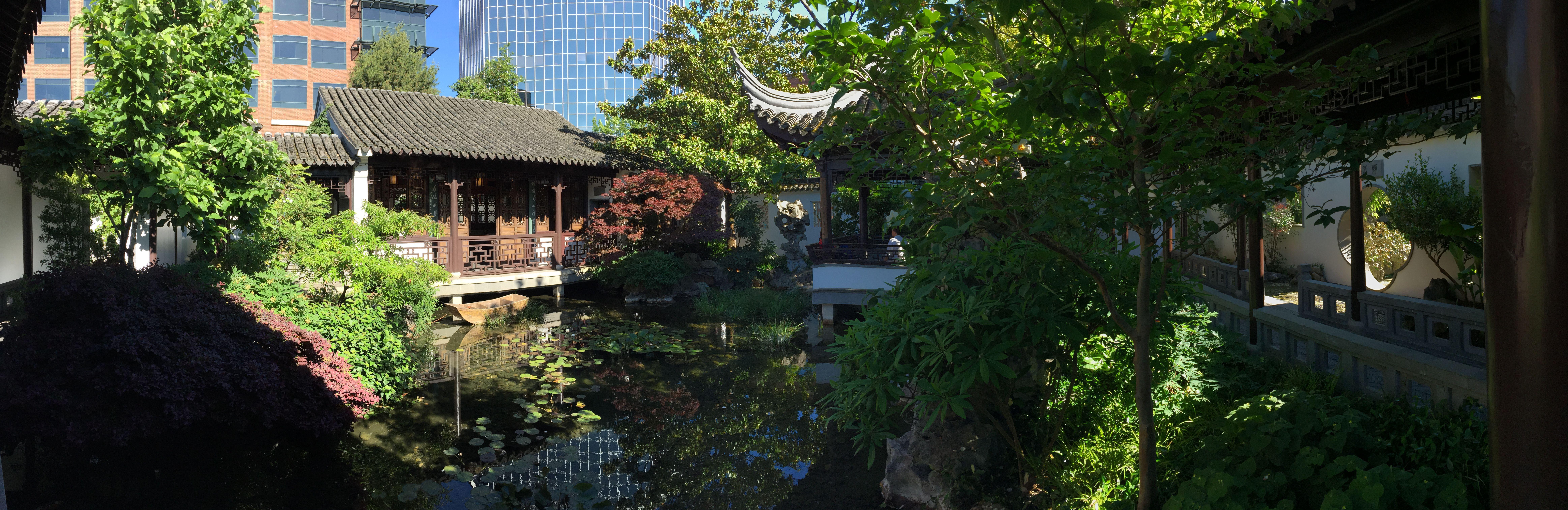 9304x3028 Beautiful Landscapes image Portland Chinese Garden HD wallpaper