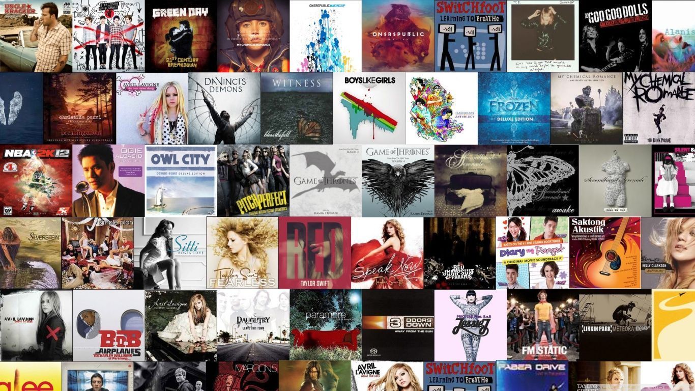 1366x768 Album Art Compilation 4K UHD Wallpaper for UltraHD Desktop and TV