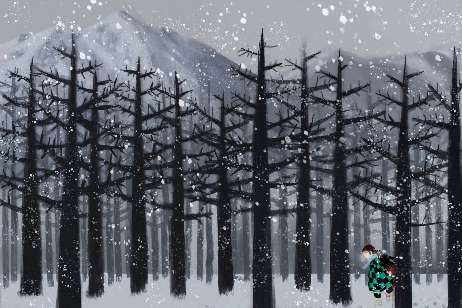 1920x1280 Download Tree Nezuko Kamado Tanjiro Kamado Anime Demon Slayer: Kimetsu No Yaiba HD Wallpaper by まさ