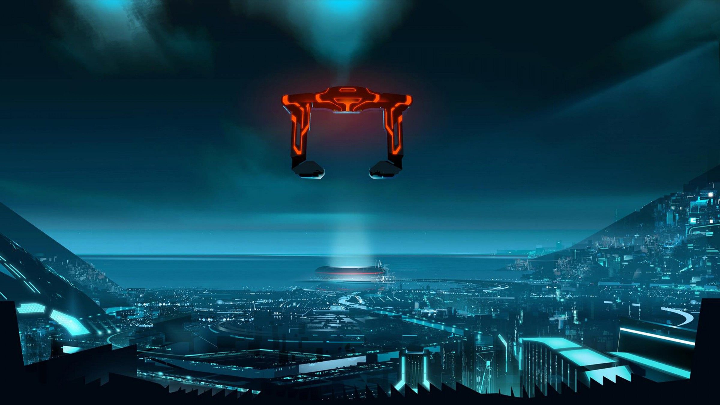 2400x1350 Phone wallpaper: Tron, Tron: Uprising, Futuristic, Tv Show, City, Sci Fi 526753