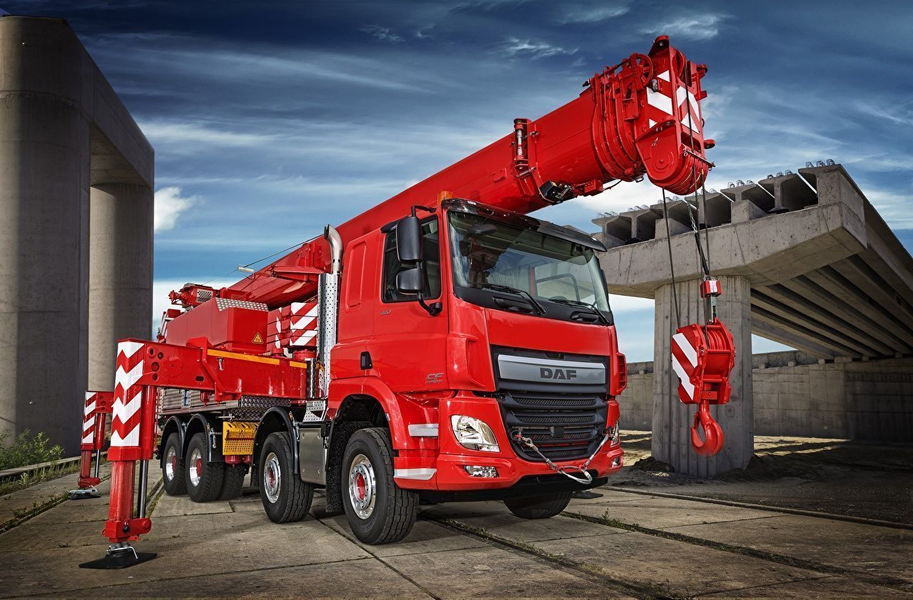 1280x842 image DAF Trucks Mobile crane CF 440 FAD Euro 6 8x4 Red Cars