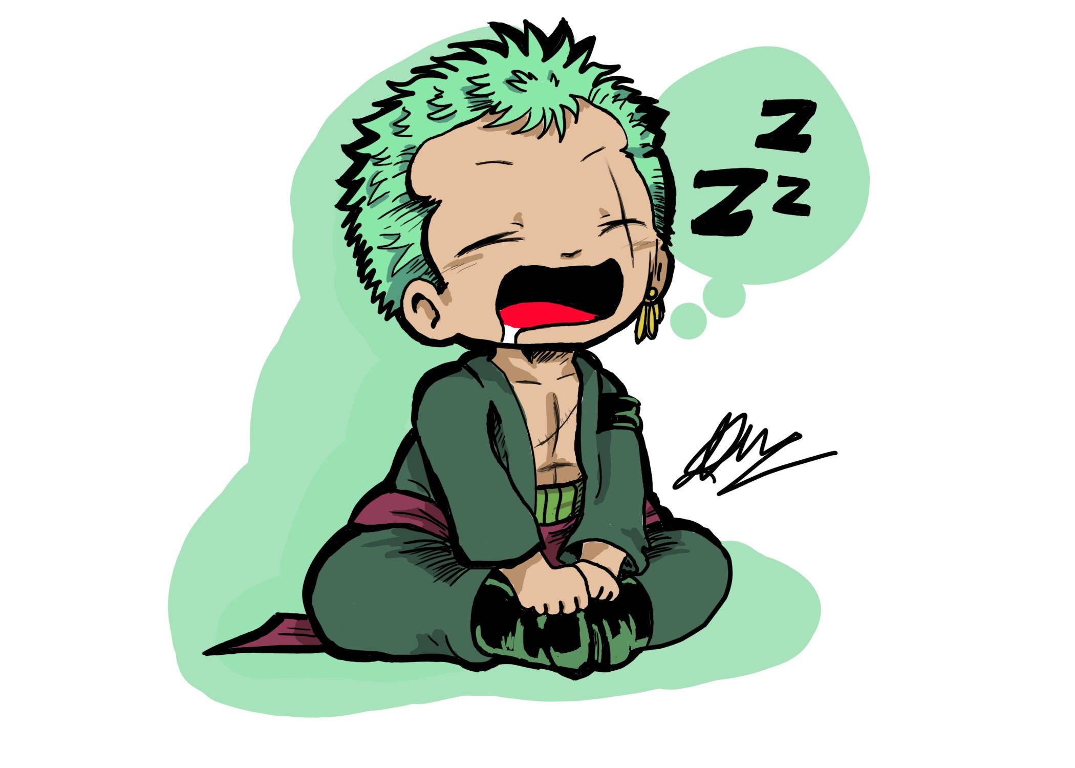 2100x1500 Download Chibi Sleepy Roronoa Zoro PFP Wallpaper