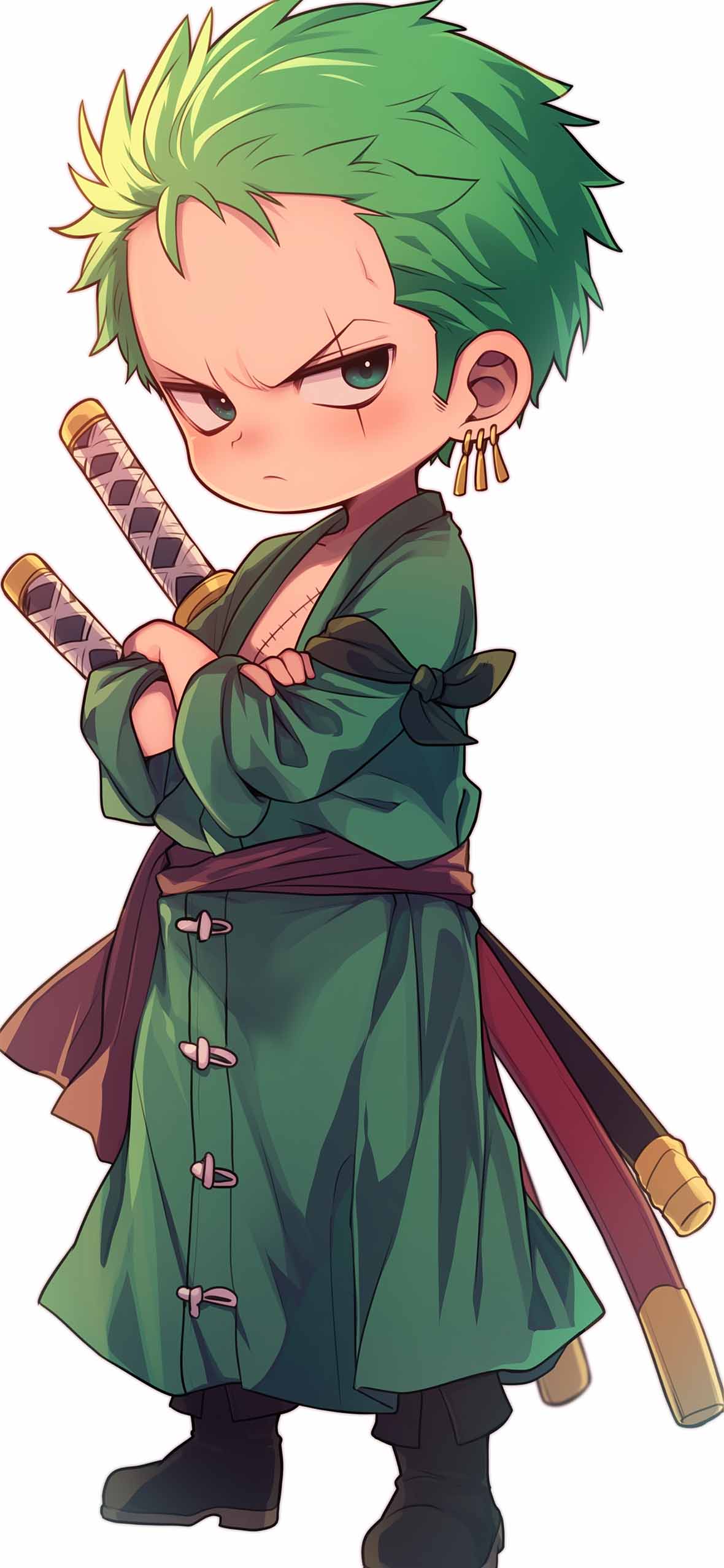 1180x2554 Zoro One Piece Chibi Swordsman Wallpaper Anime Wallpaper