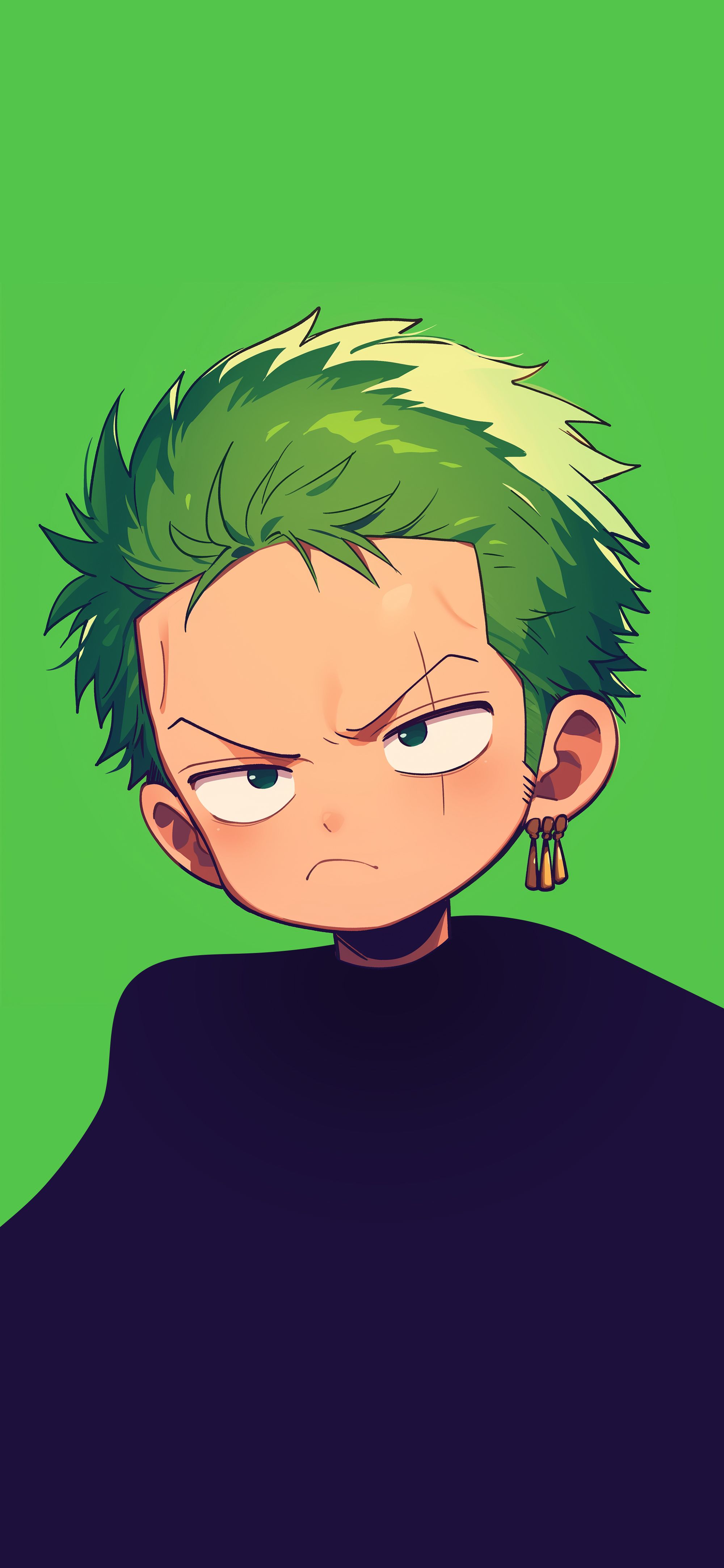 2000x4329 Chibi Roronoa Zoro One Piece Green Wallpaper