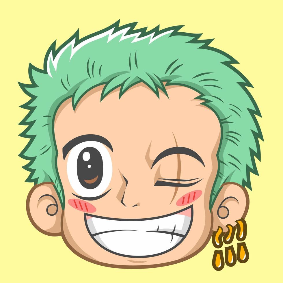 980x980 zoro kawai chibi cute, onepiece anime. vector design and doodle art. for icon, logo, collection and others