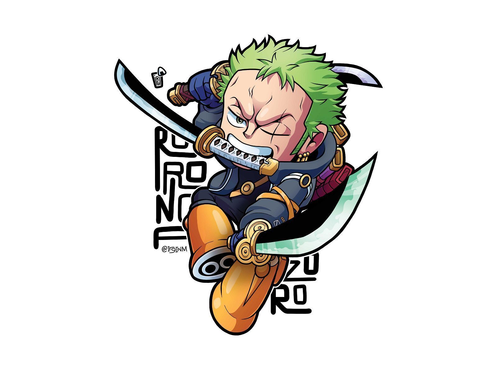 1600x1200 RORONOA ZORO. Full Body Chibi. [OnePiece] by IrgiNM on Dribbble