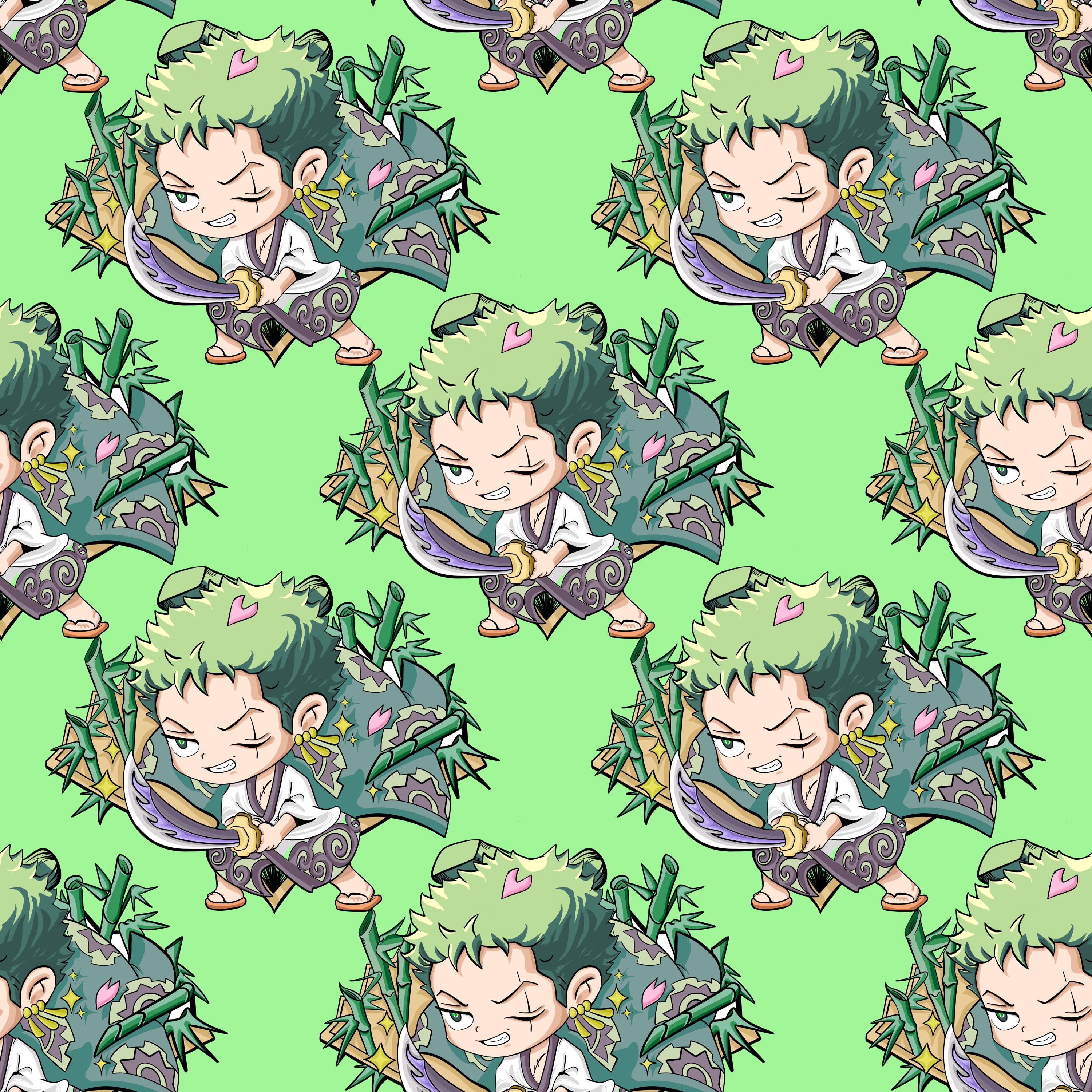 3000x3000 ZORO Chibi Art Piece Wano Arc (DIGITAL DOWNLOAD) Repeating Pattern