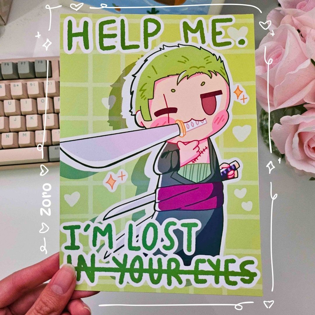 1080x1080 Cute One Piece Zoro Art Print.. Roughly A5.. Anime Wall Art Postcard/ Poster.. Roronoa Zoro
