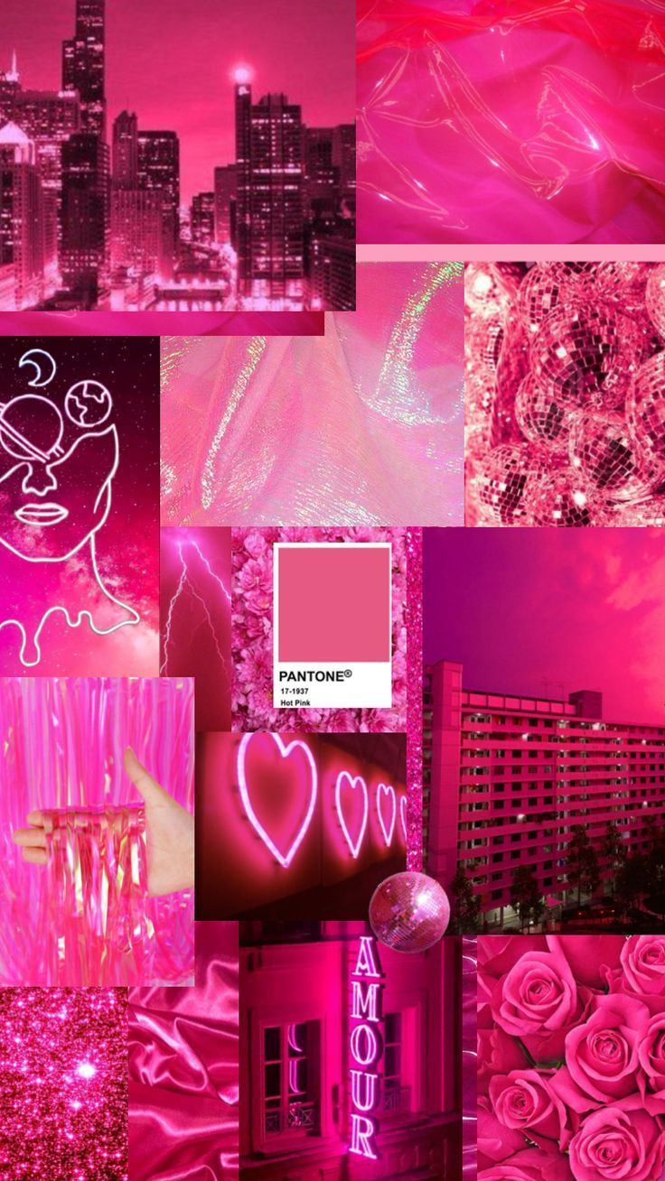 736x1308 Check out HorizontalHeights's Shuffles #pink #pinkaesthetic #pinkcore #pinkboard #pinkcollage #hotpink #hot. College wallpaper, Pretty background
