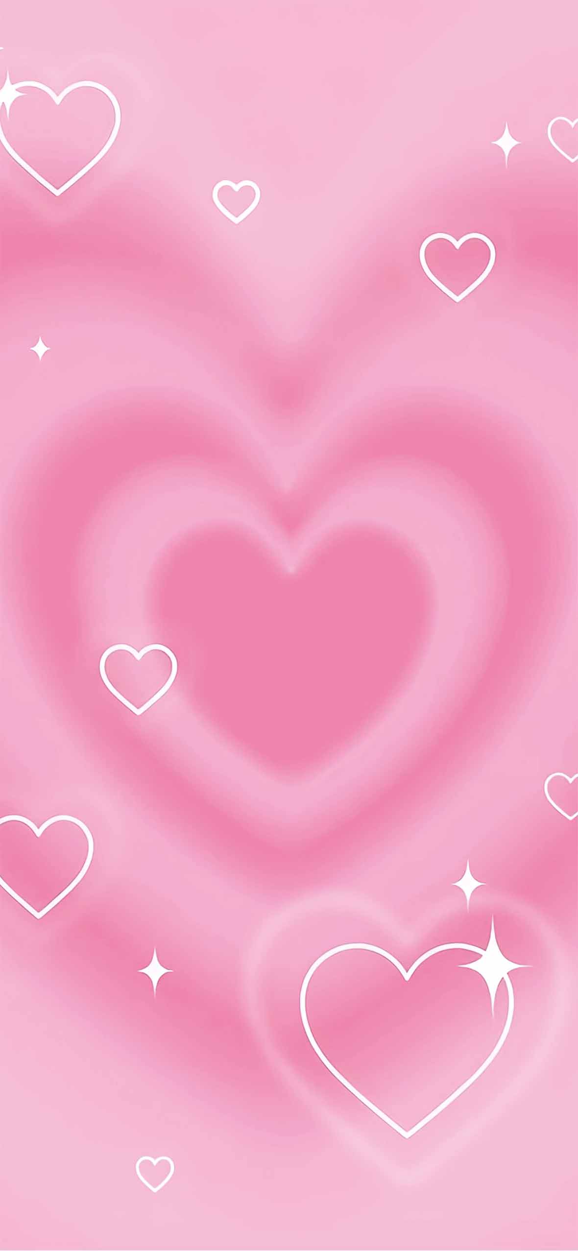 1180x2554 Sparkly Pink Hearts Love Core Wallpaper Wallpaper HD