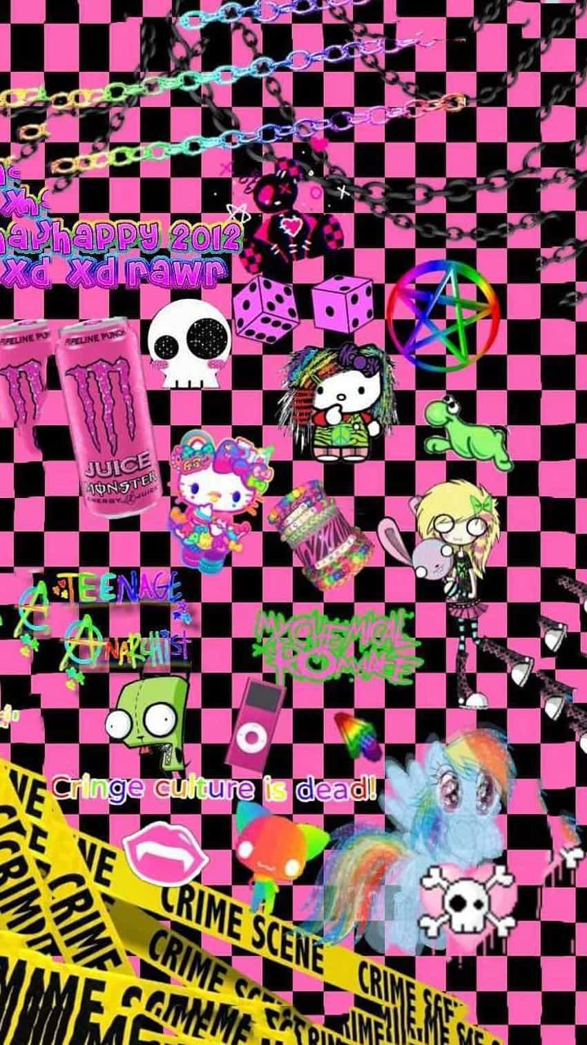 850x1511 Download Weirdcore Pfp Of Pink Checkered Wallpaper