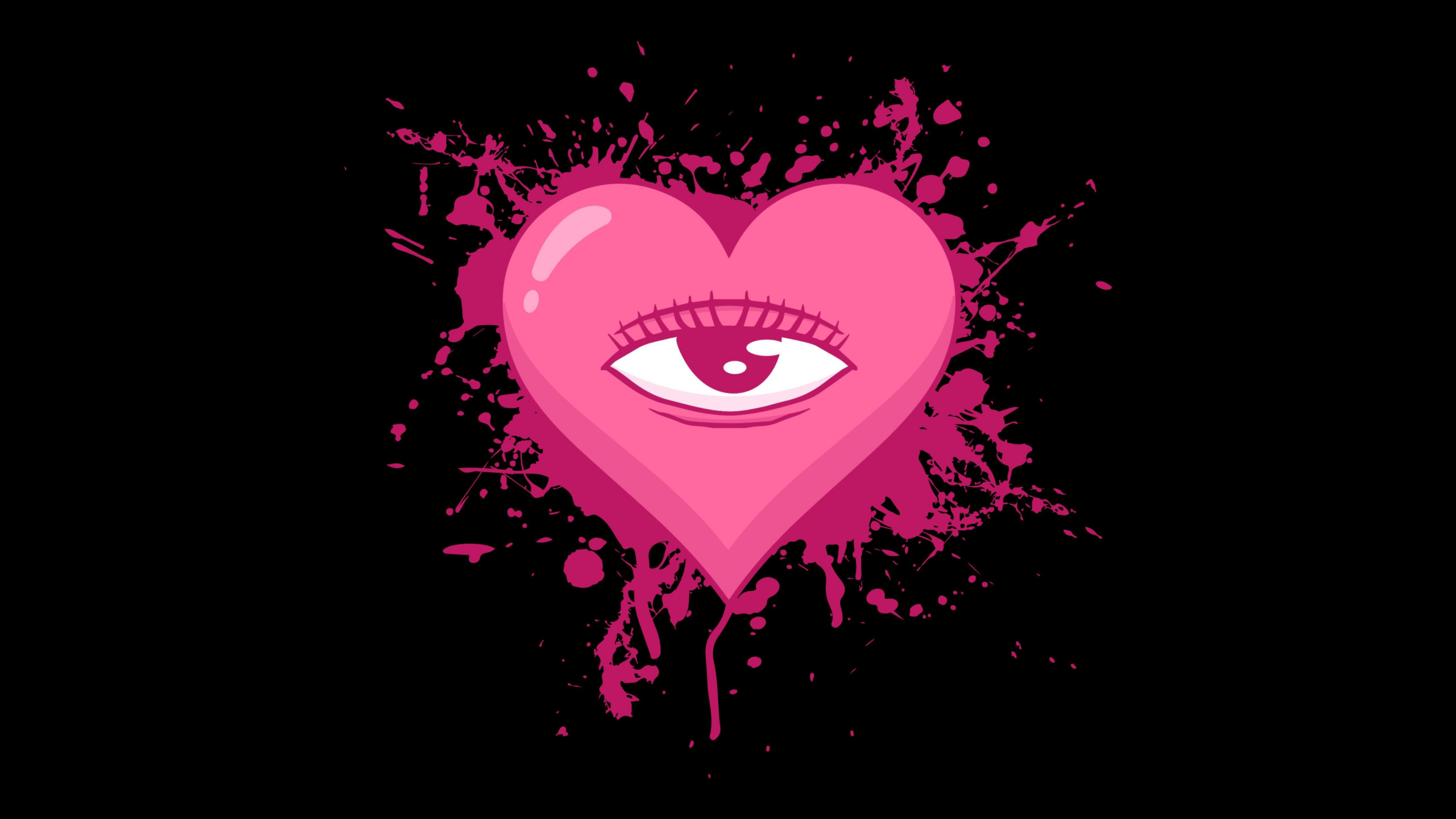 2560x1440 Weirdcore Wallpaper 4K, Pink Heart, 5K, Black background