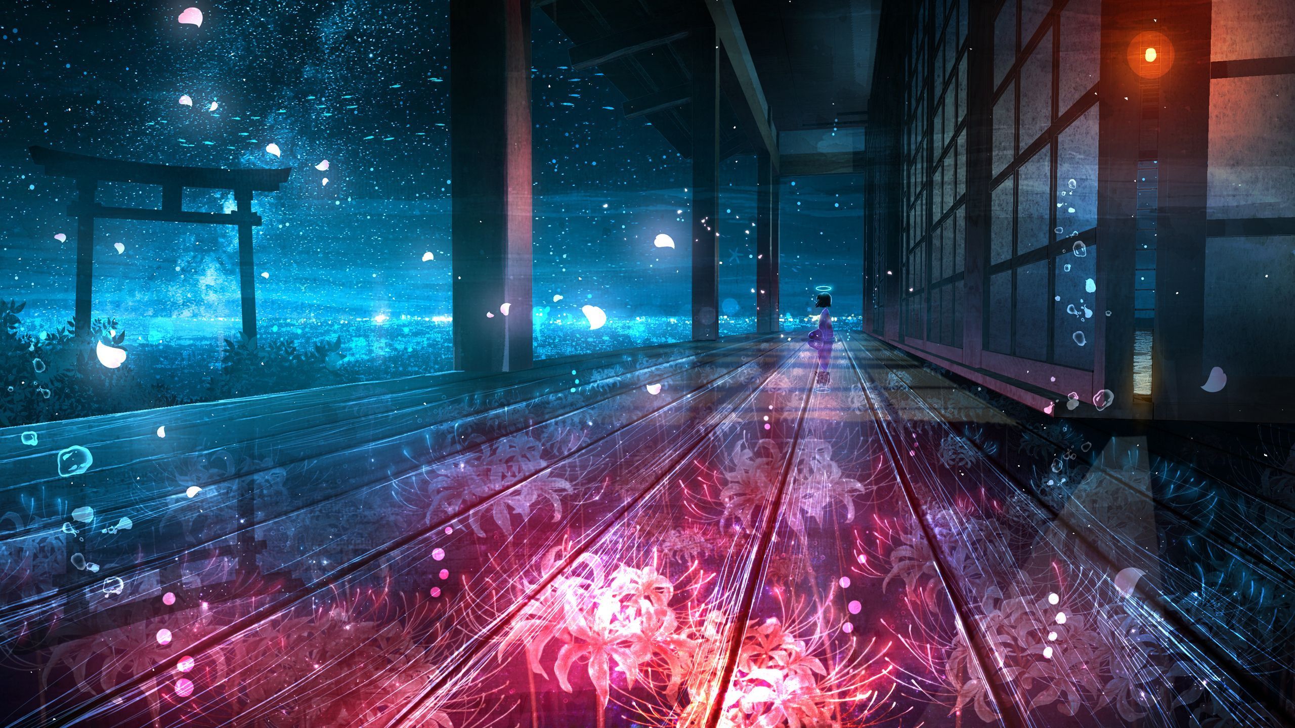 2560x1440 Colorful Anime Scenery HD Anime Wallpaper