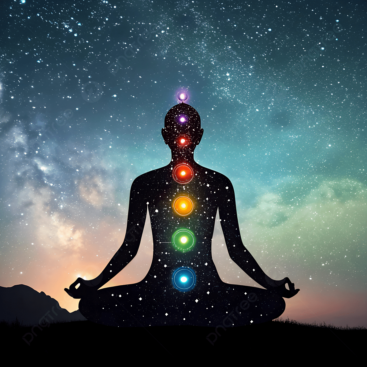 1200x1200 Cosmic Yoga Pose Silhouette With Galaxy Body Background, Yoga, International Day Of Yoga, Starry Sky Background Image And Wallpaper for Free Download