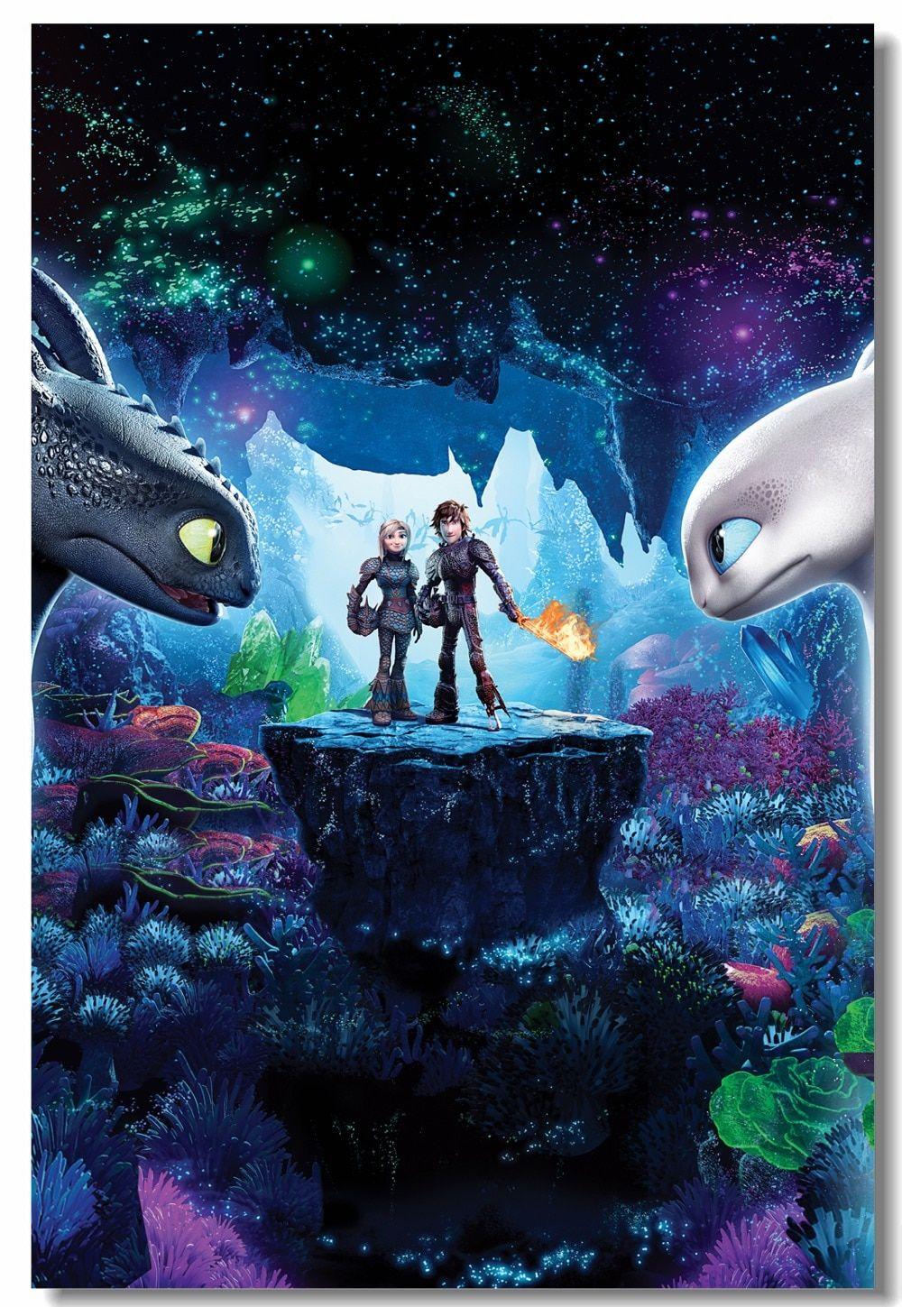 1000x1449 Custom Canvas Wall Arts How To Train Your Dragon 3 Poster Night