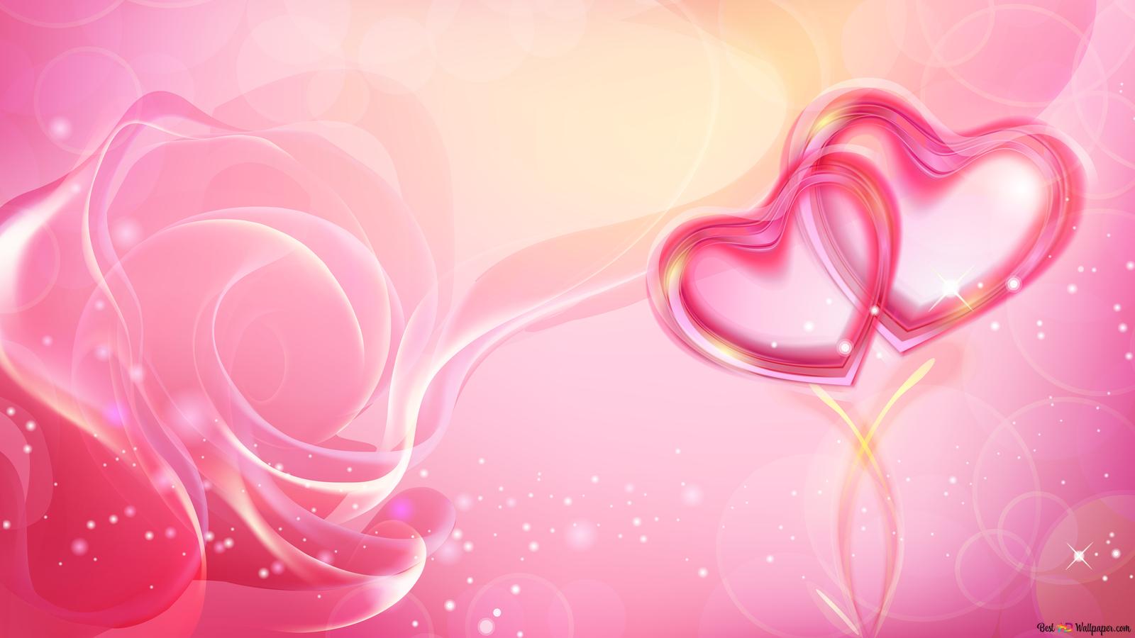 1600x900 Valentine's day pink hearts 4K wallpaper download